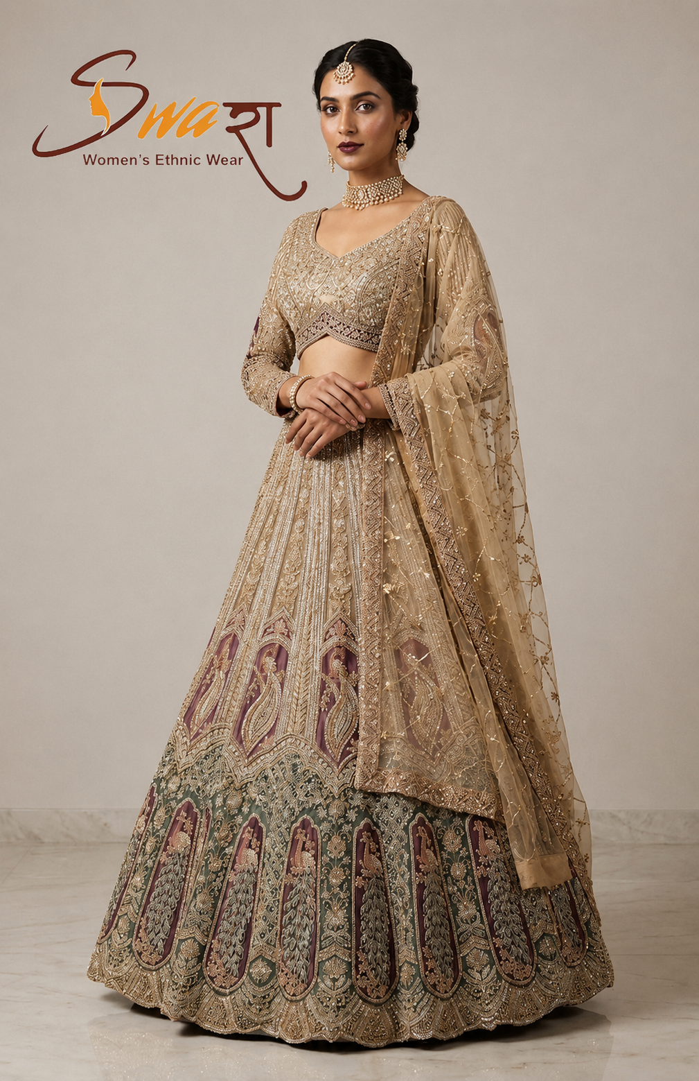 Pehredaar Navy Lehenga